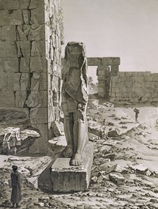 View of the Colossus at the entrance to the hypostyle halls of the palace at Karnak, Thebes, plate 20 from Vol III of `Descriptions of Egypt`, engraved by Baltard, 1822 by Andre after Dutertre