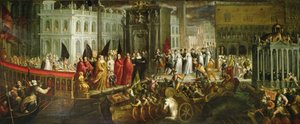 Arrival of the Dogaressa Morosina Morosini Grimani at the Ducal Palace, Venice by Andrea Vicentino