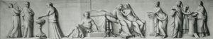 A grisaille panel depicting scenes based on the Aldobrandini Marriage