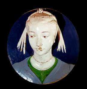 Portrait of Young Stranger Tondo in Terracotta Decor by Andrea della Robbia