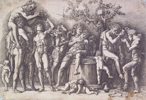 A Bacchanal with a Wine-Press by Andrea Mantegna