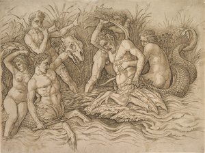 Battle of the Sea-Gods (Right Half) by Andrea Mantegna