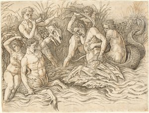 Battle of the Sea Gods (right half) by Andrea Mantegna