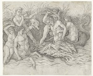 Battle Between Tritons with Nereids on Their Backs by Andrea Mantegna