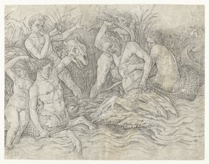 Battle Between Tritons with Nereids on Their Backs by Andrea Mantegna