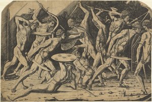 Battle of Naked Men by Andrea Mantegna or School after Antonio del Pollaiuolo
