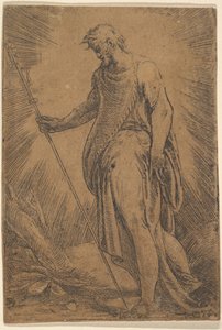 An Apostle Holding a Staff Facing Left