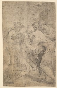 The return of the prodigal son who falls at his father