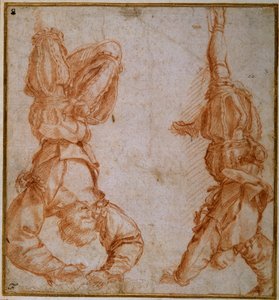 Two Studies of a Man Suspended by His Left Leg