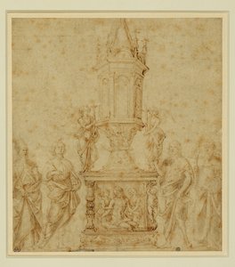 School of Verrocchio. Reliquary between a Saint by Andrea del Verrocchio