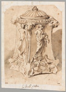 Antique Carved Marble Candelabra Base by Andrea di Lione