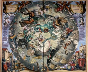 Representation of the Southern Hemisphere by Cellarius. 17th century book. by Andreas (after) Cellarius