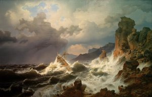 A Sea Storm on the Norwegian Coast by Andreas Achenbach