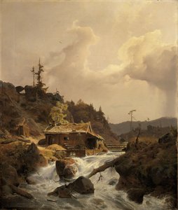 Norwegian Landscape with Sawmill by Andreas Achenbach