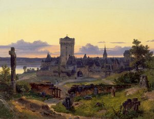 Zons on the Rhine by Andreas Achenbach