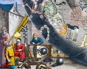 Astronomers looking through a telescope, 1660-1661 by Andreas Cellarius