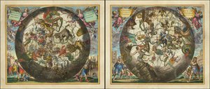 Northern Starry Hemisphere with Equal Sphere Proportion - Southern Starry Hemisphere with Equal Sphere Proportion by Andreas Cellarius