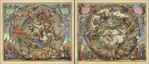 Hemispheric Borealis Coeli et Terrae Sphaerica Scenographia - Southern Hemisphere Scenographic of the Starry Sky and Earth by Andreas Cellarius
