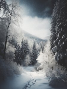 Snowy Forest Path