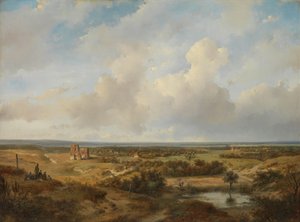 View of the Dunes with the Ruins of Brederode Castle near Santpoort by Andreas Schelfhout