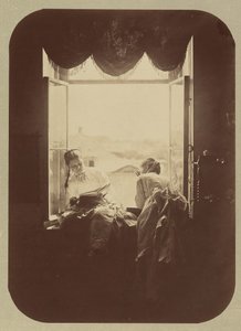 Two Young Women at Window by Andrei Osipovich Karelin