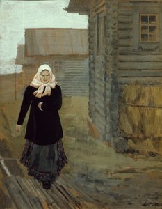 In a Country Village: Going to Church by Andrei Petrovich Ryabushkin
