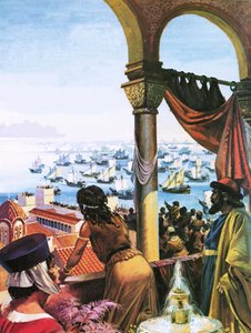 Fleet of the Fourth Crusade arriving in Constantinople in 1203 by Andrew Howat