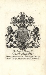 Coat of arms and crest of HRH Ernest Augustus, Prince of Brunswick Luneburg, Bishop of Osnaburgh, Duke of York and Albany by Andrew Johnston