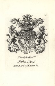 Coat of Arms and Crest of John Cecil, 6th Earl of Exeter by Andrew Johnston