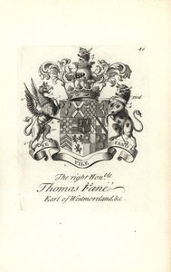 Coat of arms and crest of the right honorable Thomas Fane, 8th Earl of Westmoreland