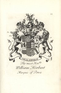 Coat of arms and crest of the right honorable William Herbert, 2nd Marquess of Powis by Andrew Johnston