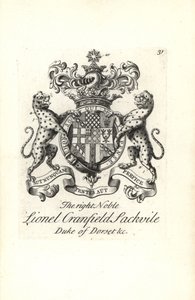 Coat of Arms and Crest of Lionel Cranfield Sackville, Duke of Dorset by Andrew Johnston