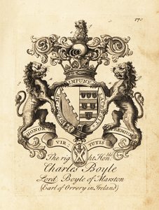 Coat of arms of the Right Honourable Charles Boyle, Lord Boyle of Marston, 4th Earl of Orrery in Ireland by Andrew Johnston