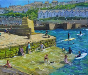 Fun in the harbour, Porthleven, Cornwall, 2021