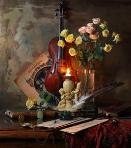 Romantic Violin Still Life