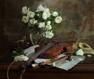 White Roses and Violin