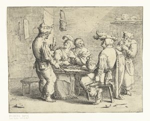 Three Peasants and a Woman at a Table in a Brothel by Andries Both