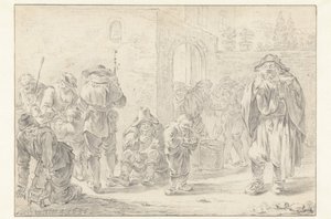 Distribution of Food to Pilgrims and Beggars at a Monastery Gate