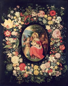 The Holy Family Framed by a Garland of Flowers by Andries Daniels or Danielsz