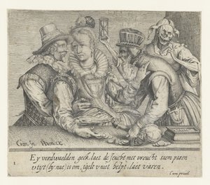An Old Man Tries to Buy the Love of a Young Woman (Ongelijke liefde) by Andries Jacobsz. Stock (possibly)