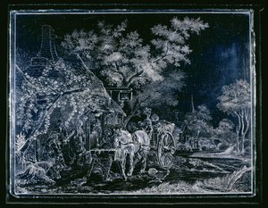 Window with Horse and Cart and Some Figures in Front of an Inn
