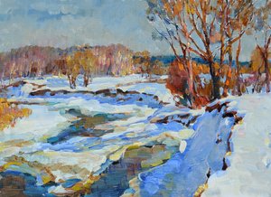 Golden Winter Stream by Andrii Kutsachenko