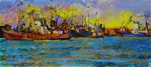 Sunset Fishing Boats