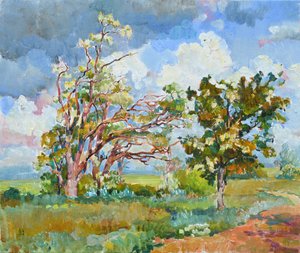 Vibrant Trees Rural Landscape by Andrii Kutsachenko