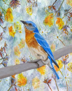Bluebird Among Flowers by Angeles M. Pomata