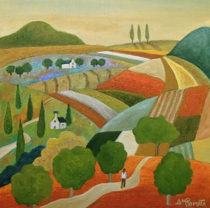 Colorful Tuscan Landscape by Angeles M. Pomata