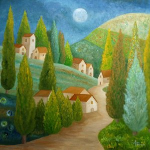 Moonlit Tuscan Village