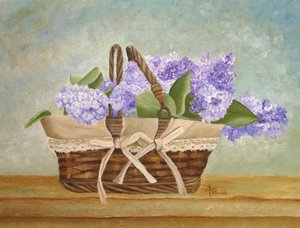 Purple Lilac Basket by Angeles M. Pomata
