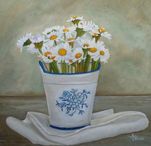 Rustic Daisy Bucket by Angeles M. Pomata