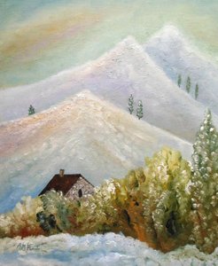 Snowy Mountain Cabin by Angeles M. Pomata